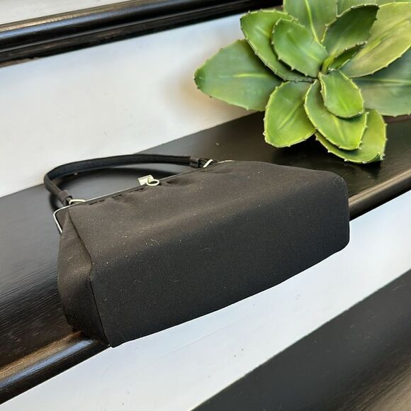 L and M vintage-look like new evening bag satchel purse black silver canvas - Picture 8 of 12